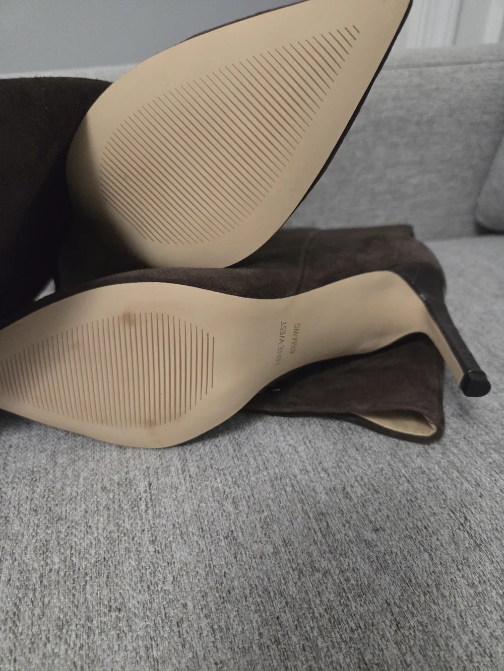 Nine West Brown Suede Knee High Boots Pointed Toe sz 8.5 W New wide calf